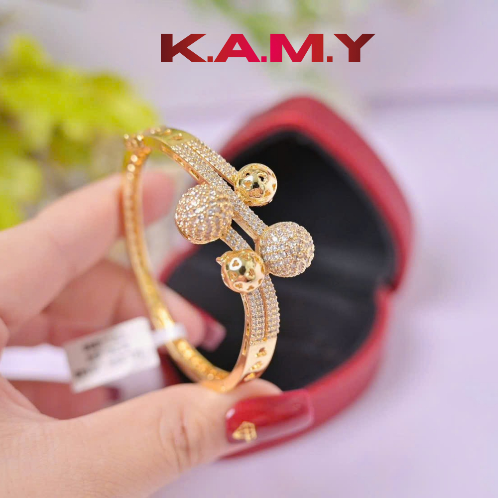 Vòng Tay Nữ Kiểu Bi Mạ Vàng Cao Cấp – Thiết Kế Bi Đính Đá Sang Trọng, Bền Màu, Tôn Cổ Tay