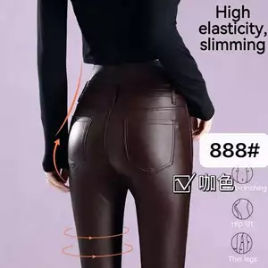 Quần da dáng dài cạp cao 3 màu 1 cúc Mã TLB#8880