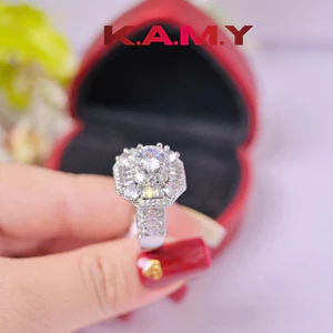 Nhẫn Nữ Đính Đá CZ Trắng Bản Vuông – Phong Cách Sang Trọng, Lấp Lánh