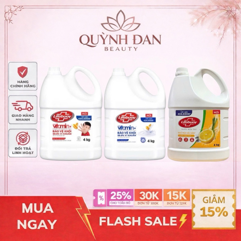 Nước Rửa Tay Lifebuoy Bảo Vệ , Dưỡng Ẩm , Khử Mùi Can 2KG / 4KG Siêu Tiết Kiệm .
