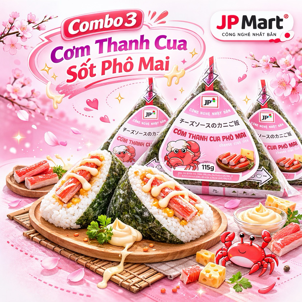 [Hỏa Tốc] combo - Cơm Nắm Thanh Cua Sốt Phô Mai Tam Giác 115g (Bộ Lục Vị) - JP Mart
