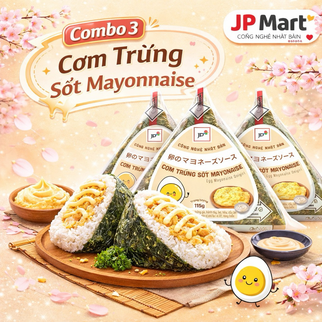 [Hoả Tốc] combo Cơm Trứng Sốt Mayo Tam Giác 115g (Bộ Lục Vị) - JP Mart