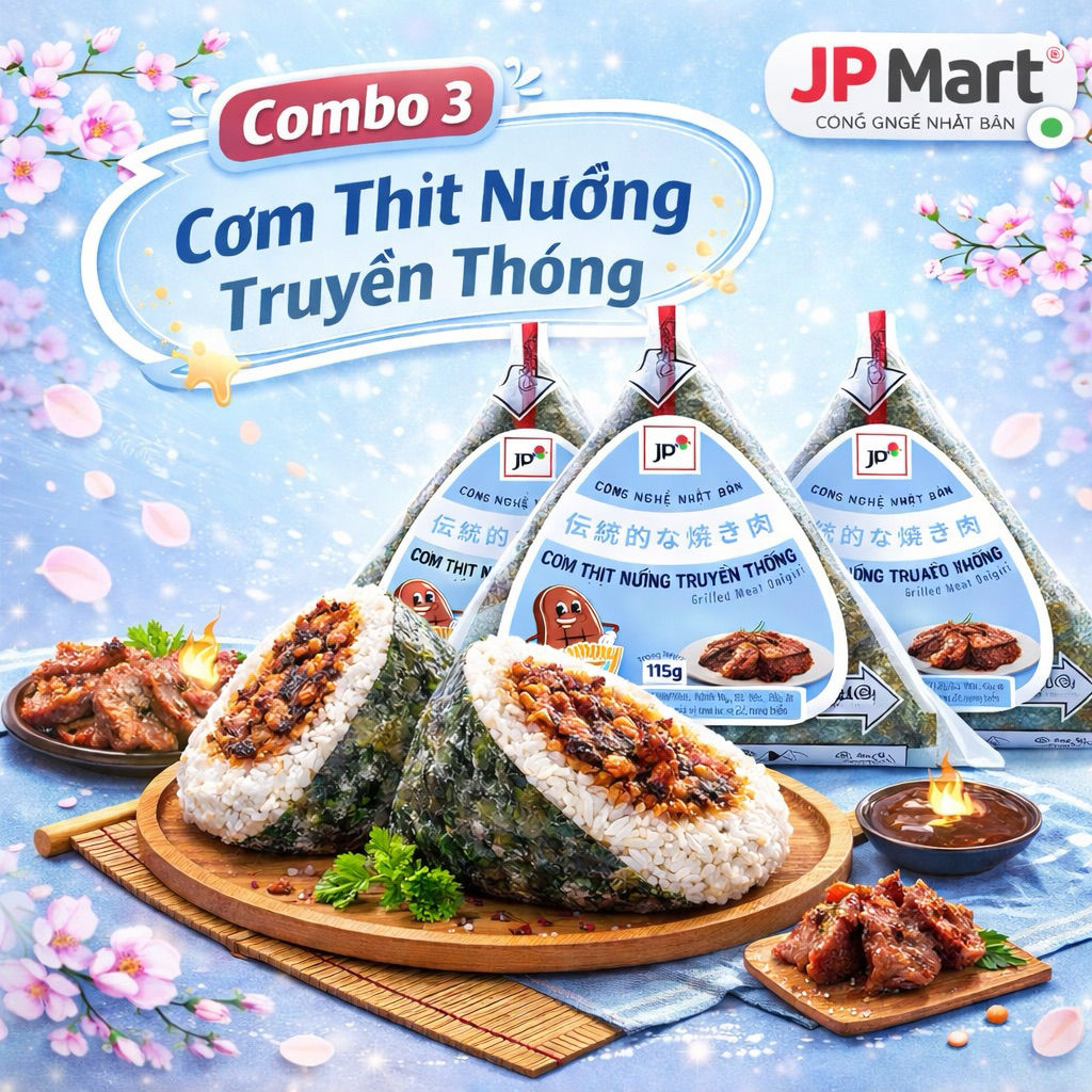 [Hỏa Tốc] COMBO -Cơm Nắm Thịt Nướng Truyền Thống Tam Giác 115g (Bộ Lục Vị)- JP Mart