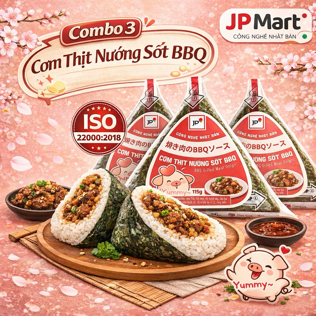 [Hỏa Tốc] COMBO - Cơm Nắm Thịt Nướng Sốt BBQ Tam Giác 115g (Bộ Lục Vị) - JP Mart