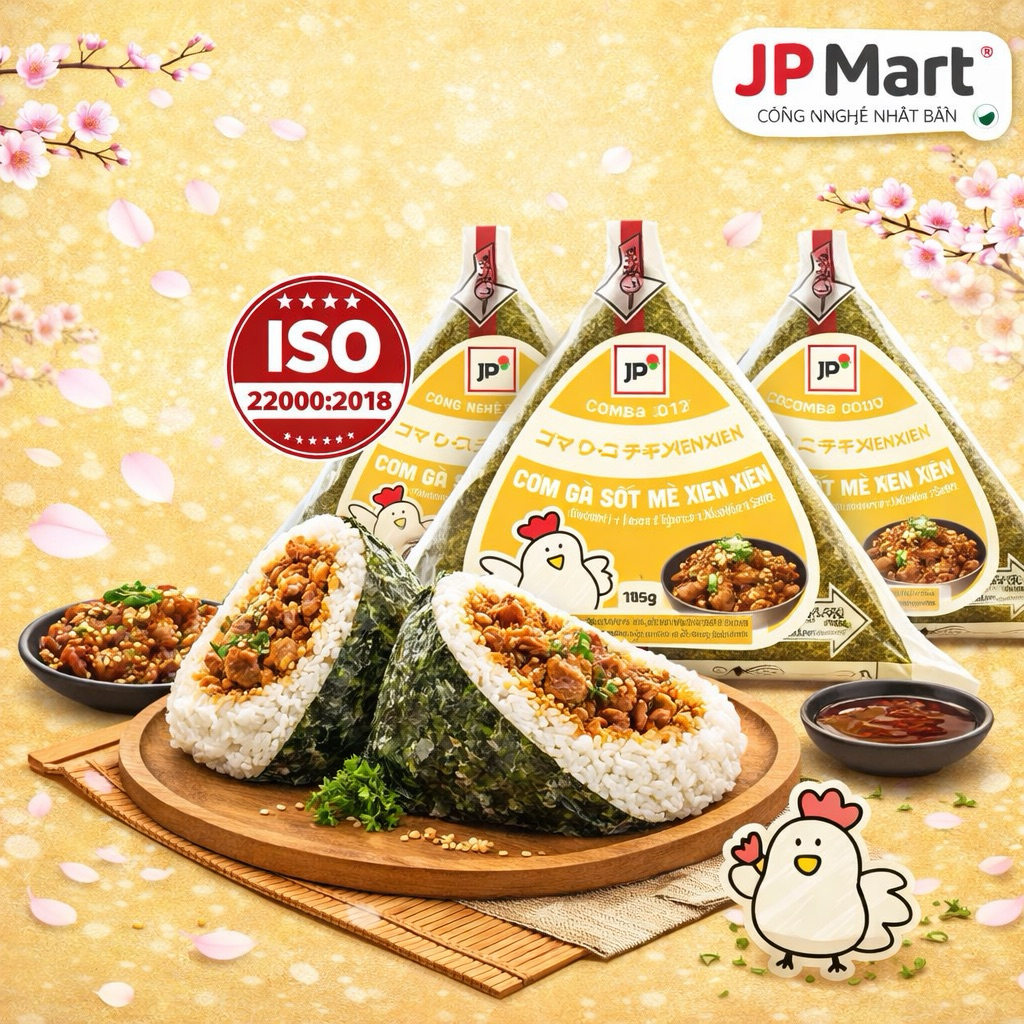 [Hoả Tốc] COMBO - Cơm Gà Sốt Mè Xiên Xiên Tam Giác 115g (Bộ Lục Vị) - JP Mart