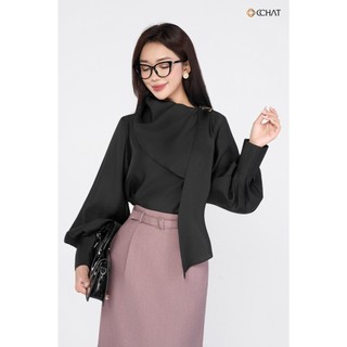 Áo Kiểu Nữ 𝐂𝐂𝐇𝐀𝐓 Dáng Suông Kiểu Tovah Chiết Ly Chìm Chất Liệu Cao Cấp 25ADD2004ST