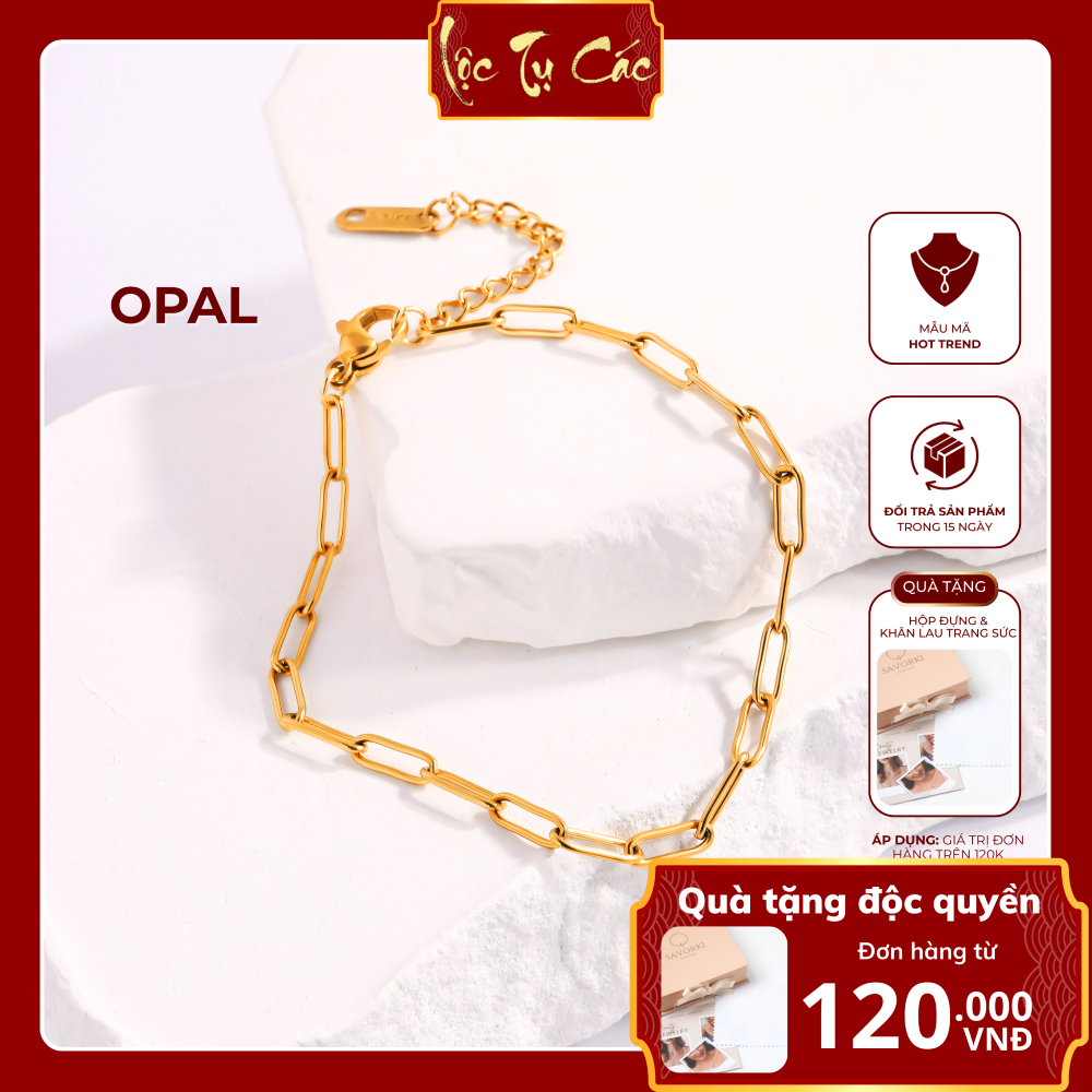 Vòng tay nữ, lắc tay nữ titan Lộc Tụ Các thời trang mạ vàng sang trọng, thanh lịch quà tặng ý nghĩa VT003.