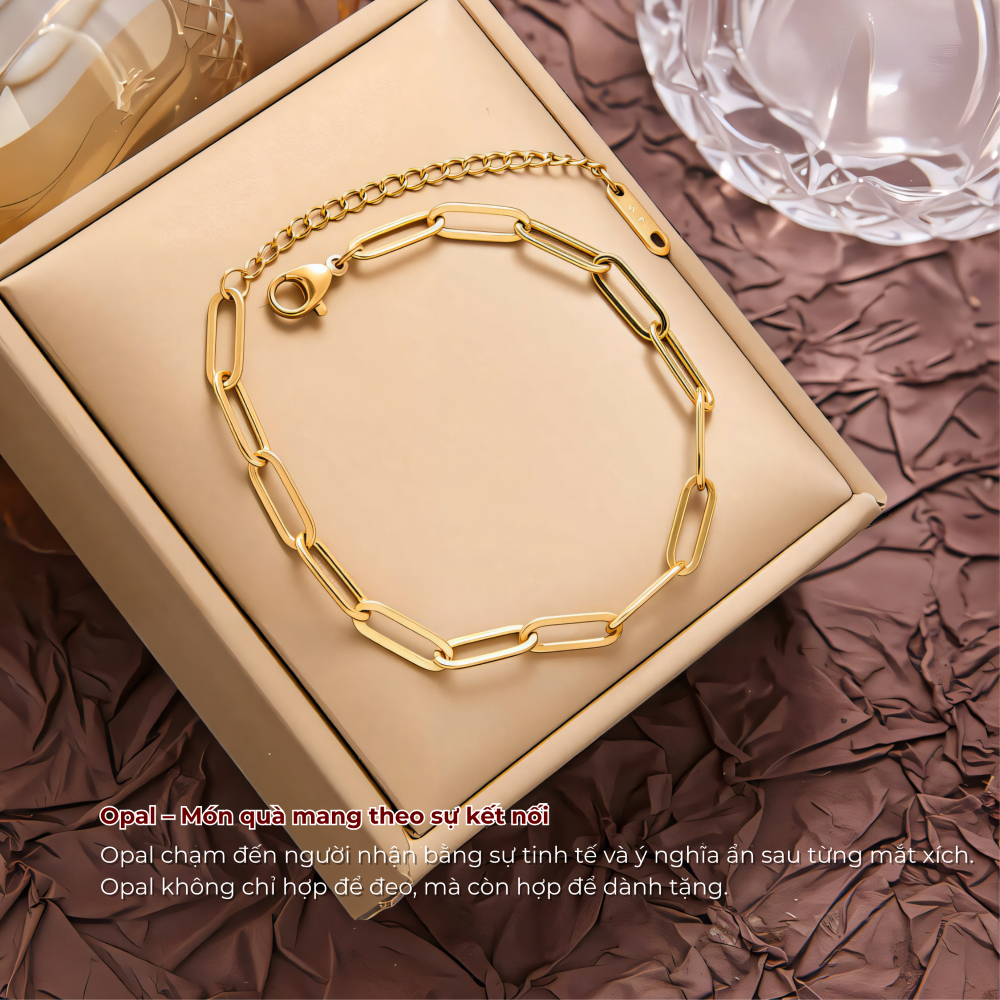 Vòng tay nữ, lắc tay nữ titan Lộc Tụ Các thời trang mạ vàng sang trọng, thanh lịch quà tặng ý nghĩa VT003.