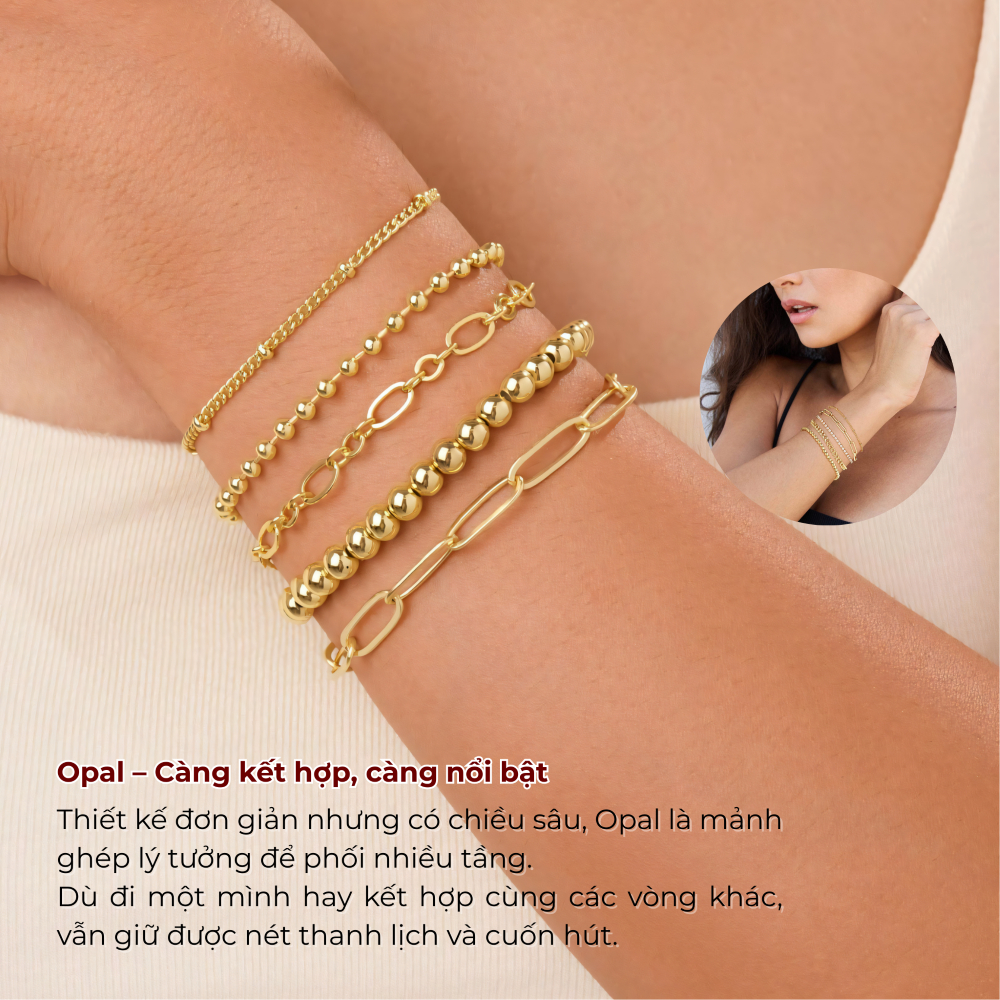 Vòng tay nữ, lắc tay nữ titan Lộc Tụ Các thời trang mạ vàng sang trọng, thanh lịch quà tặng ý nghĩa VT003.