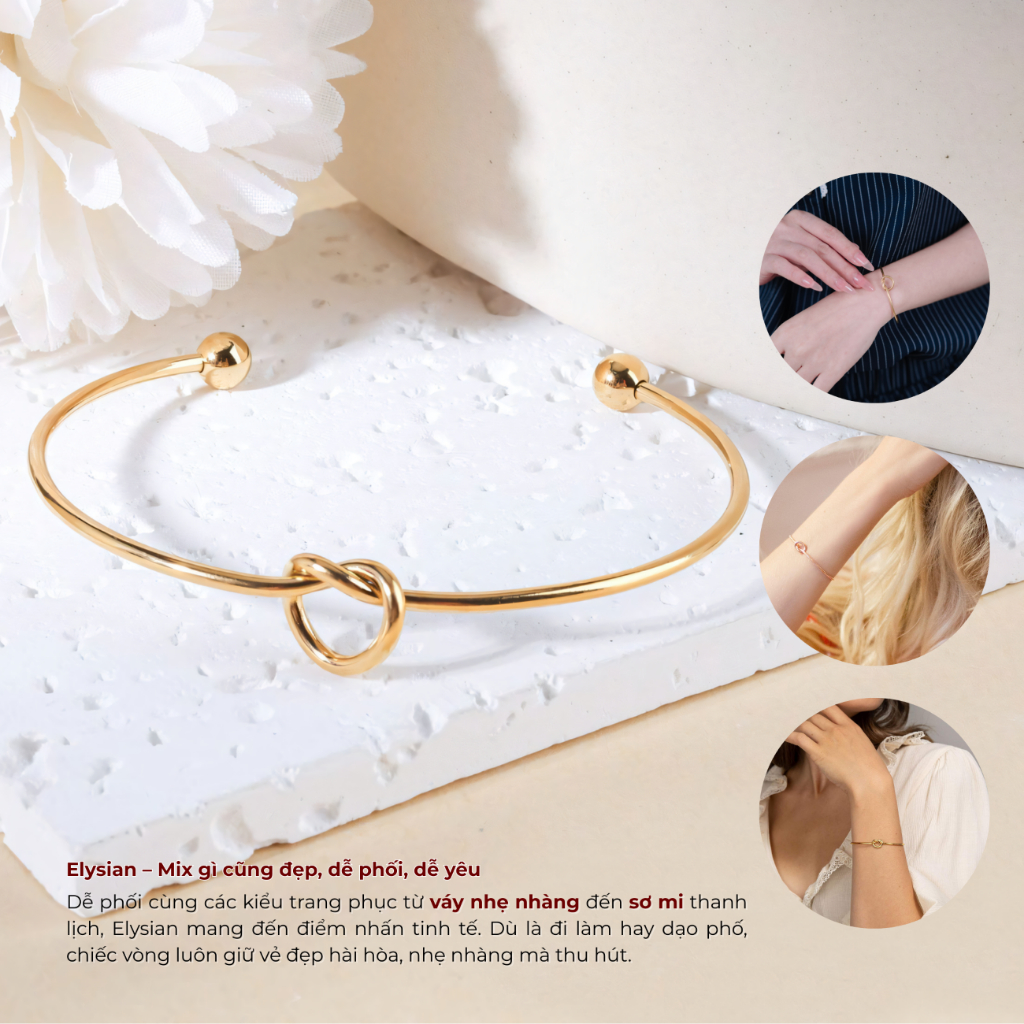 Vòng tay titan nữ, lắc tay mạ vàng trái tim bền lâu Lộc Tụ Các thanh lịch thời trang, quà tặng ý nghĩa VT002
