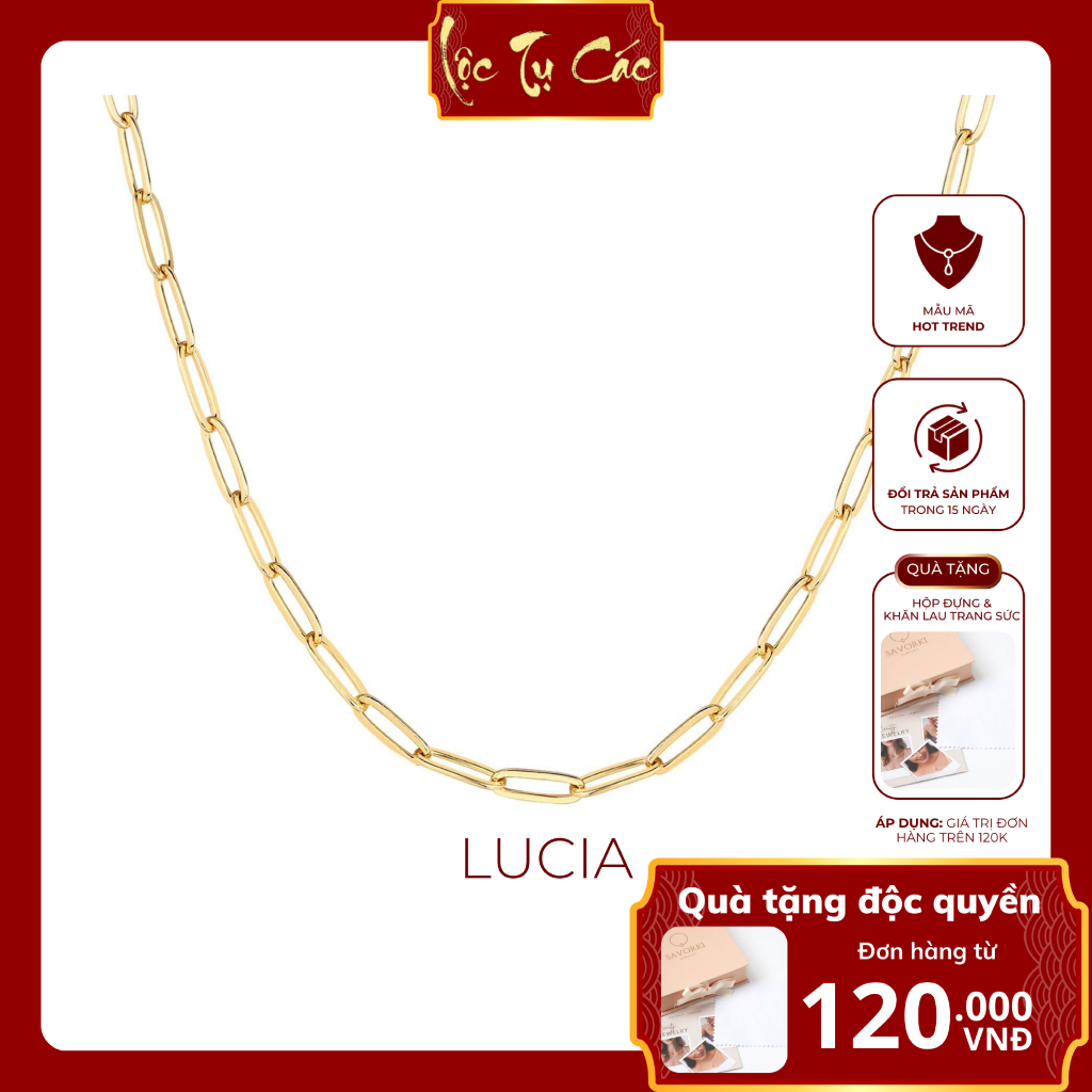 Vòng cổ nữ thiết kế, dây chuyền titan Lộc Tụ Các mạ vàng thanh lịch, trẻ trung dễ mix đồ VC004.
