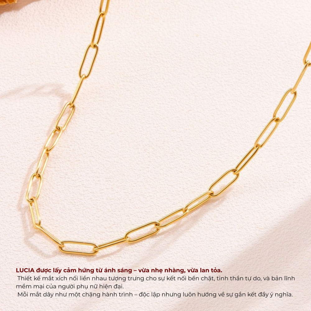 Vòng cổ nữ thiết kế, dây chuyền titan Lộc Tụ Các mạ vàng thanh lịch, trẻ trung dễ mix đồ VC004.