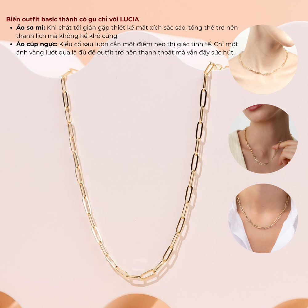 Vòng cổ nữ thiết kế, dây chuyền titan Lộc Tụ Các mạ vàng thanh lịch, trẻ trung dễ mix đồ VC004.
