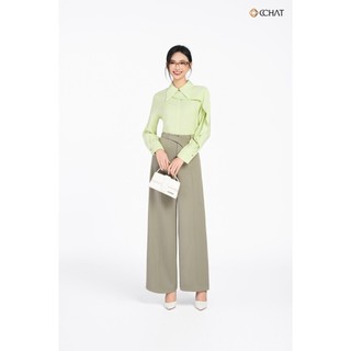 Quần Ống Rộng 𝐂𝐂𝐇𝐀𝐓 Dáng Suông Trang Trí Cạp Kiểu Paris Chất Liệu Tuytsi Cao Cấp 25QDS2035ST