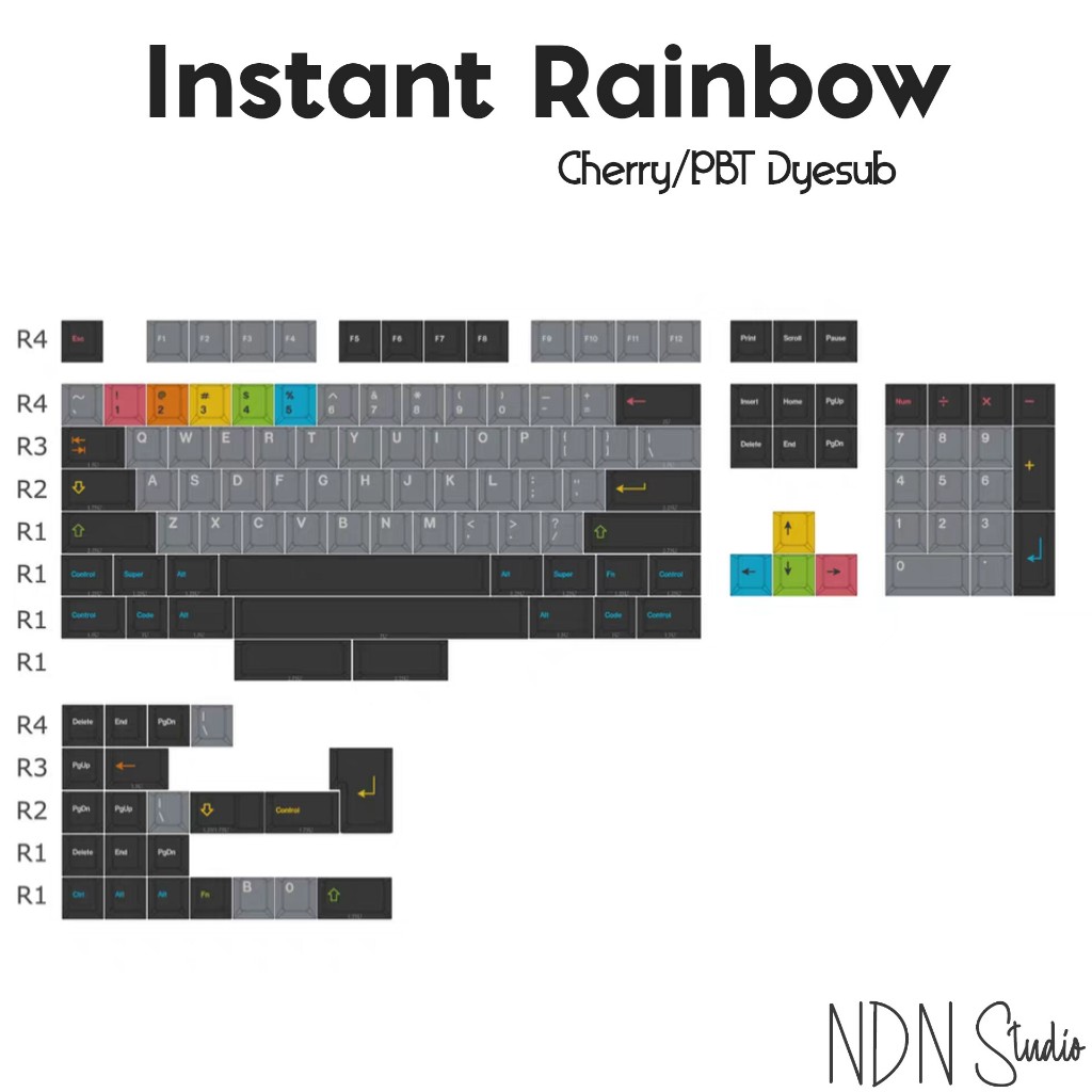 [Chính Hãng] Keycap NDN Studio Instant Rainbow Color - Cherry Profile PBT Dyesub - Polabe | BigBuy360 - bigbuy360.vn