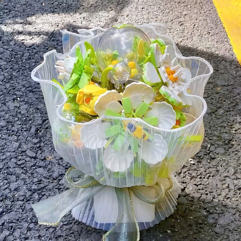 Set Bó Hoa Mô Hình Lắp Ráp Tự Làm, Bó Hoa Đồ Chơi trang trí, quà tặng
