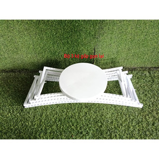 Bộ 3 kệ gấp gọn mặt tròn đường kính 32,5cm, cao 60/70/80cm