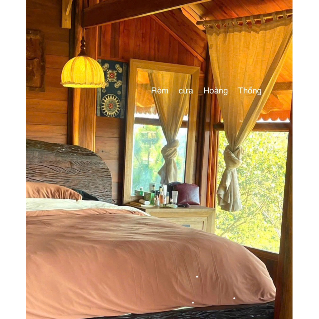 Rèm Dây Luồn, (Không Kèm Thanh Treo) Vải Voan Đũi Linen, Màu Be, Thích Hợp Trang Trí Nhà Cửa, Homestay xinh xắn.