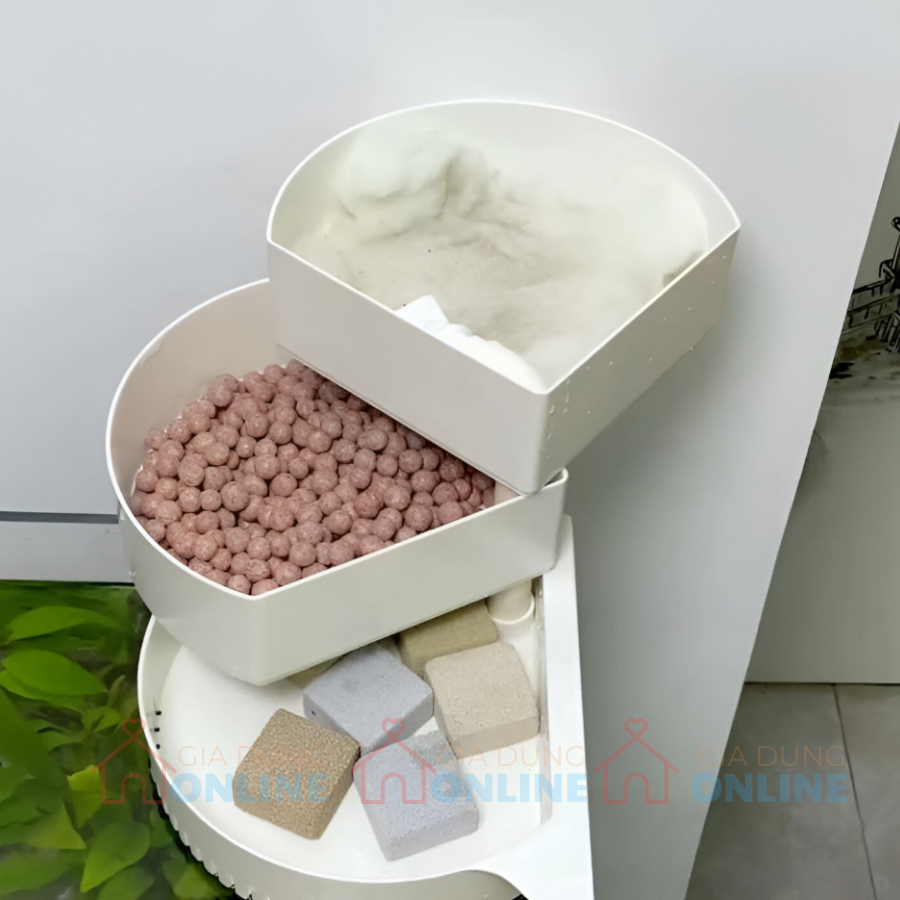 (KHÔNG KÈM MÁY BƠM) Bộ hộp lọc nước nhựa lắp ráp xếp chồng 3 tầng treo góc bể hồ cá nước chảy không ồn
