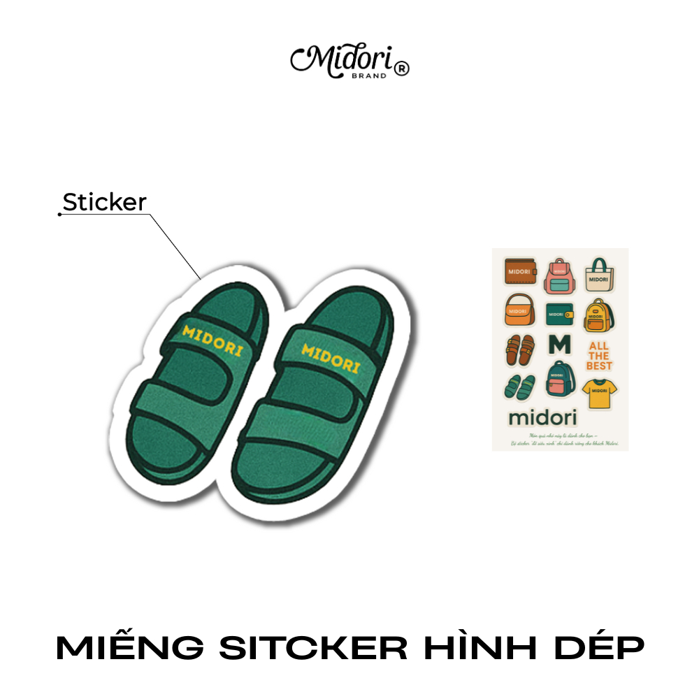 Sticker Hình Dán Dép Nam Nữ Thương Hiệu M MIDORI