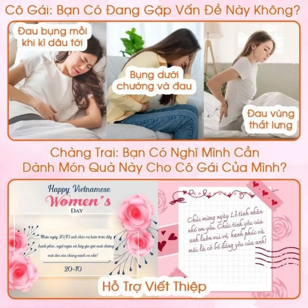 20/10 Quà Tặng Bạn Gái 8/3, Đai Chườm Ấm Rung Mát Xa Giảm Đau Bụng Kinh Nguyệt, Máy Giảm Đau Tử Cung