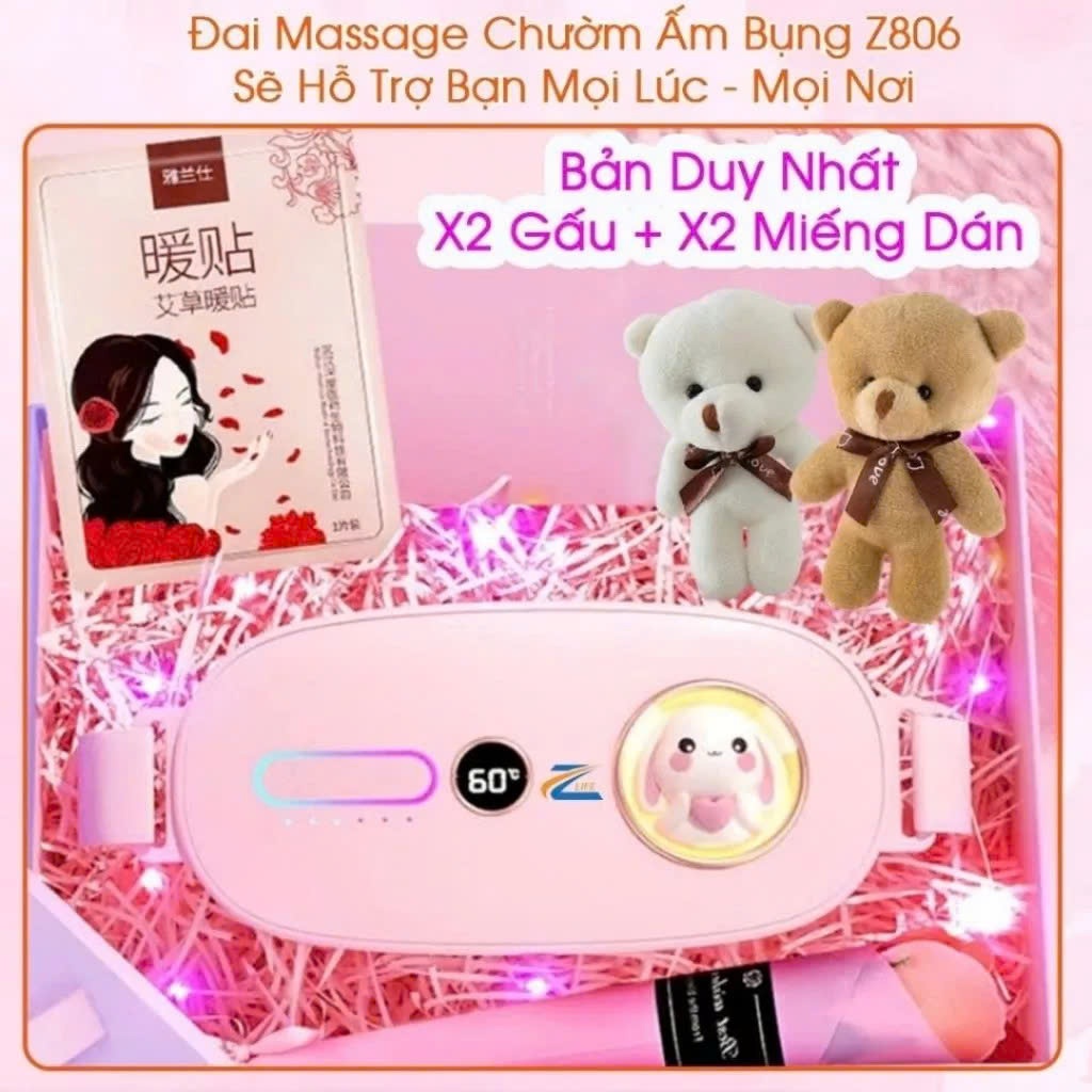 20/10 Quà Tặng Bạn Gái 8/3, Đai Chườm Ấm Rung Mát Xa Giảm Đau Bụng Kinh Nguyệt, Máy Giảm Đau Tử Cung
