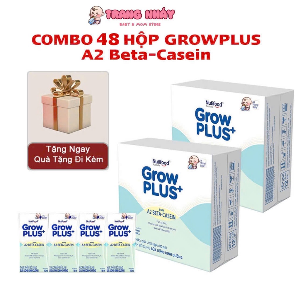 (Quà Tặng)COMBO 48 Hộp GrowPlus A2-BETA-CASEIN Thùng 24 Hộp 110ml/180ml ...