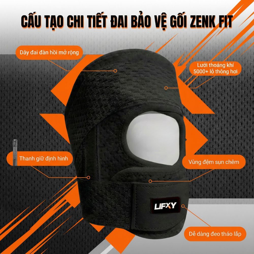[MUA 1 TẶNG 1] Đai bảo vệ khớp gối, giảm áp lực sụn chêm, chống căng cơ, chuyên dụng Pickleball | The ZenK Fit