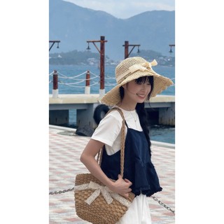 Set áo nữ babydoll phối bèo gồm á 2 dây và áo trắng