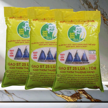 15 kg Gạo ST25 lúa tôm ông cua - lựa chọn tuyệt vời cho bữa ăn, gạo ngon nhất từ đất lúa tôm