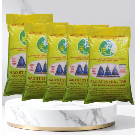 25 kg Gạo st25 lúa tôm ông cua -gạo ngon nhất thế giới, trồng trên đất lúa – tôm