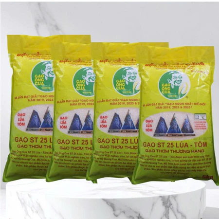 20kg gạo st25 lúa tôm ông cua- gạo ngon nhất thế giới từ đất lúa tôm, lựa chọn hoàn hảo cho bữa ăn