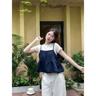 Áo kiểu babydoll nữ nhún bèo gồm áo 2 dây và áo thun