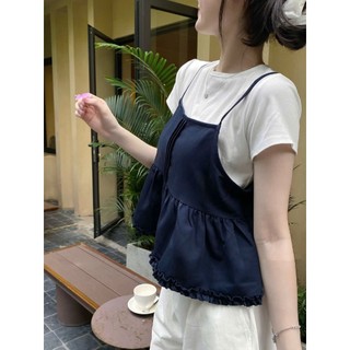 Áo kiểu babydoll nữ nhún bèo gồm áo 2 dây và áo thun
