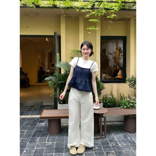 áo sơ mi 2 dây bánh bèo nữ babydoll gồm cả set