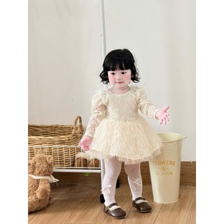 Set Váy Công Chúa Bé Gái ChoiChuu Trắng Kem, Áo Ren Phối Váy Kim Tuyến Xòe Cao Cấp, Xinh Xắn Dễ Thương