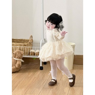 Set Váy Công Chúa Bé Gái ChoiChuu Trắng Kem, Áo Ren Phối Váy Kim Tuyến Xòe Cao Cấp, Xinh Xắn Dễ Thương