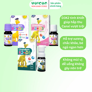 Vitamin Lineabon D3K2 Tinh Khiết Hỗ Trợ Hấp Thu Canxi Tăng Chiều Cao Cho Bé Nhỏ Giọt/Xịt 10ml-15ml