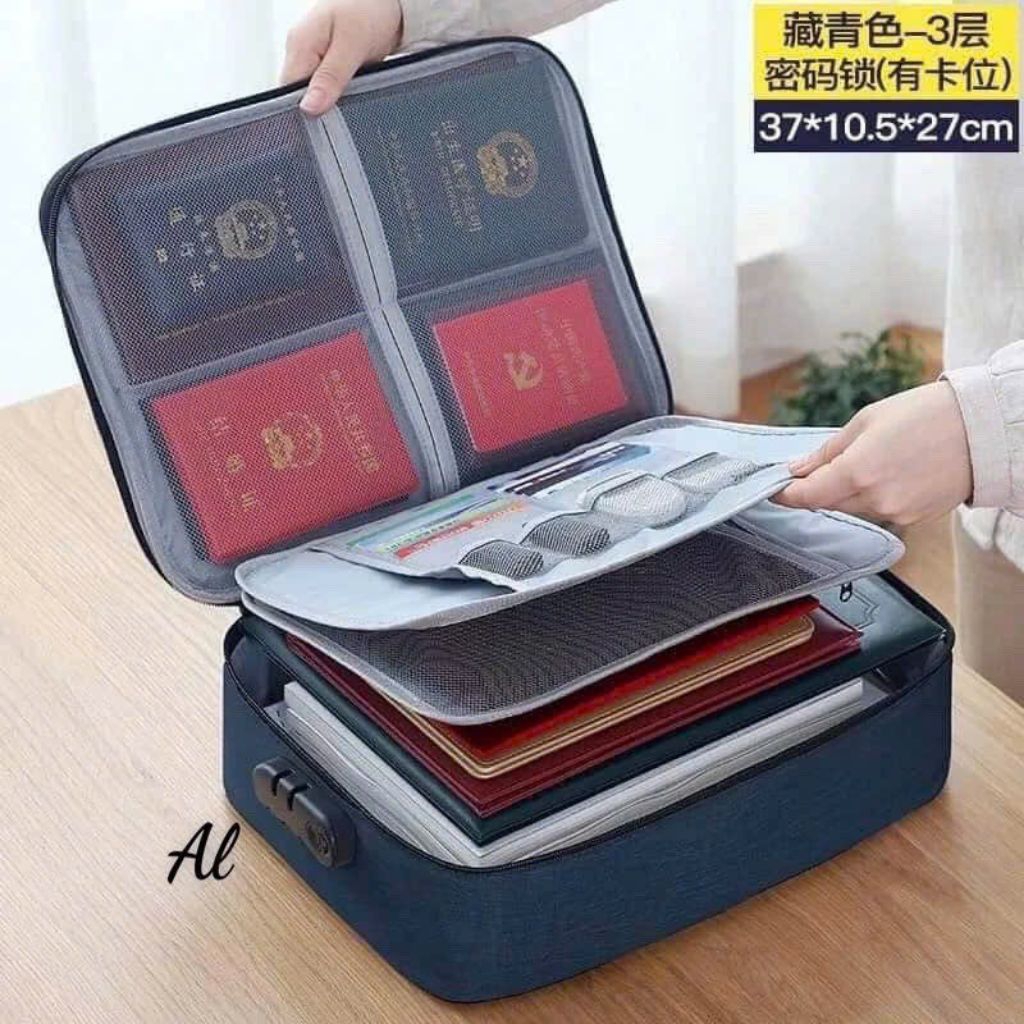 Cặp Đựng Hồ Sơ Tài Liệu Giấy Tờ A4 Cỡ Lớn Túi Nhiều Ngăn Có Khoá Số, Quai Xách Cầm Tay - Túi Đựng Tài Liệu