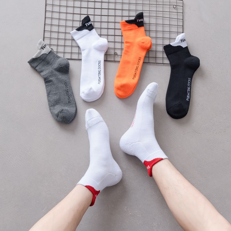 Vớ Tất Nam cotton cao cổ 5 màu loại dày phù hợp chạy bộ, bóng đá, bóng rổ...