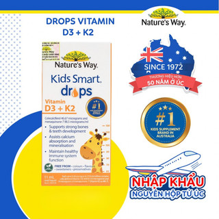 Vitamin D3 K2 Nature's Way Kids Smart Drops Tăng Cường Hấp Thụ Canxi Giúp Bé Cao Lớn 11ml