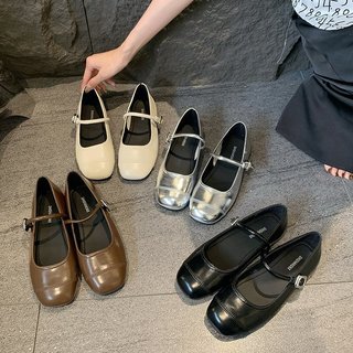 Giày búp bê nữ mũi vuông đế bệt quai ngang khoá vuông phong cách Hàn Quốc V148