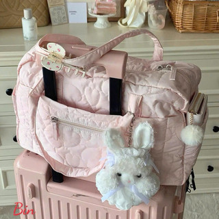 Túi Du Lịch Chần Bông Trái Tim Hồng Pastel 2026 –Túi Xách Nữ Phong Cách Hàn Quốc,Đi Biển Picnic, Gym Yoga, Daily Đi Học