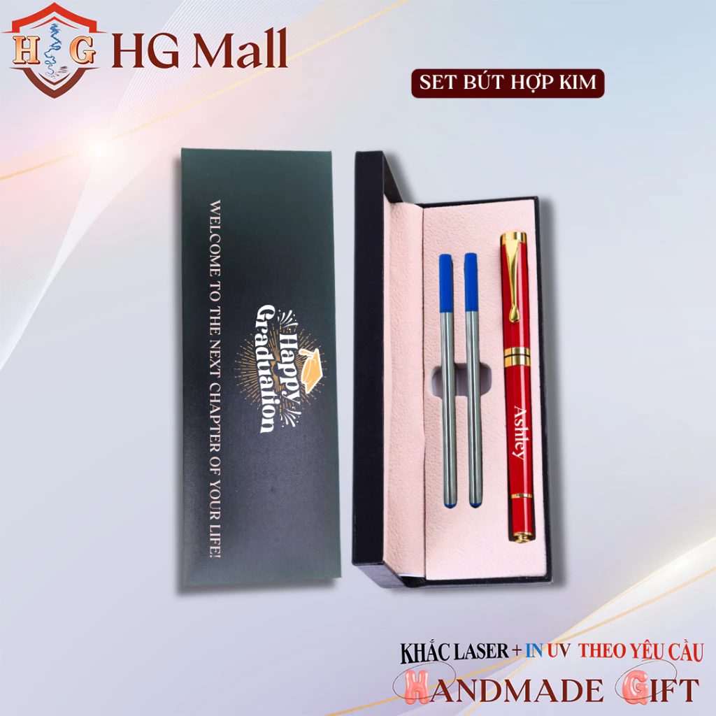 Set Bút Ký Hợp Kim Kèm Hai Ruột Thay+Hộp Khắc Tên Theo Yêu Cầu. Quà Tặng Doanh Nghiệp, Tốt Nghiệp, T