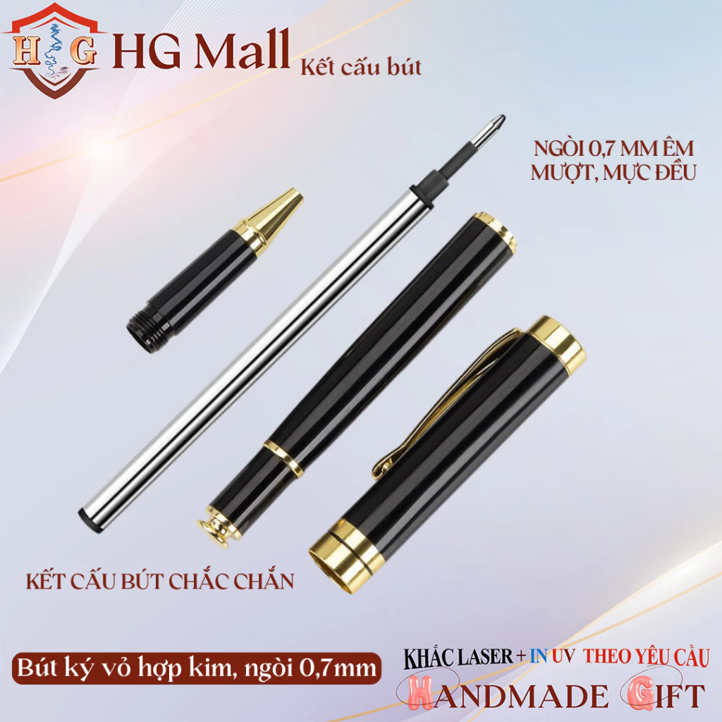Set Bút Ký Hợp Kim Kèm Hai Ruột Thay+Hộp Khắc Tên Theo Yêu Cầu. Quà Tặng Doanh Nghiệp, Tốt Nghiệp, T