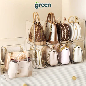 Giá Đựng Túi Xách, Quần Áo 4 Ngăn Acrylic Trong Suốt, Kệ Trưng Bày Chia Ngăn Tủ Sắp Xếp Gọn Gàng
