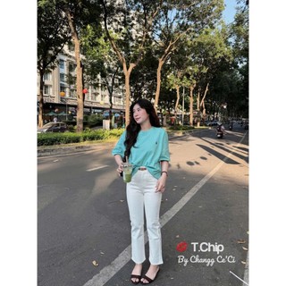 Áo Thun Nữ Màu Xanh Ngắn Tay Form Rộng Trùm Mông QCCC Cao Cấp