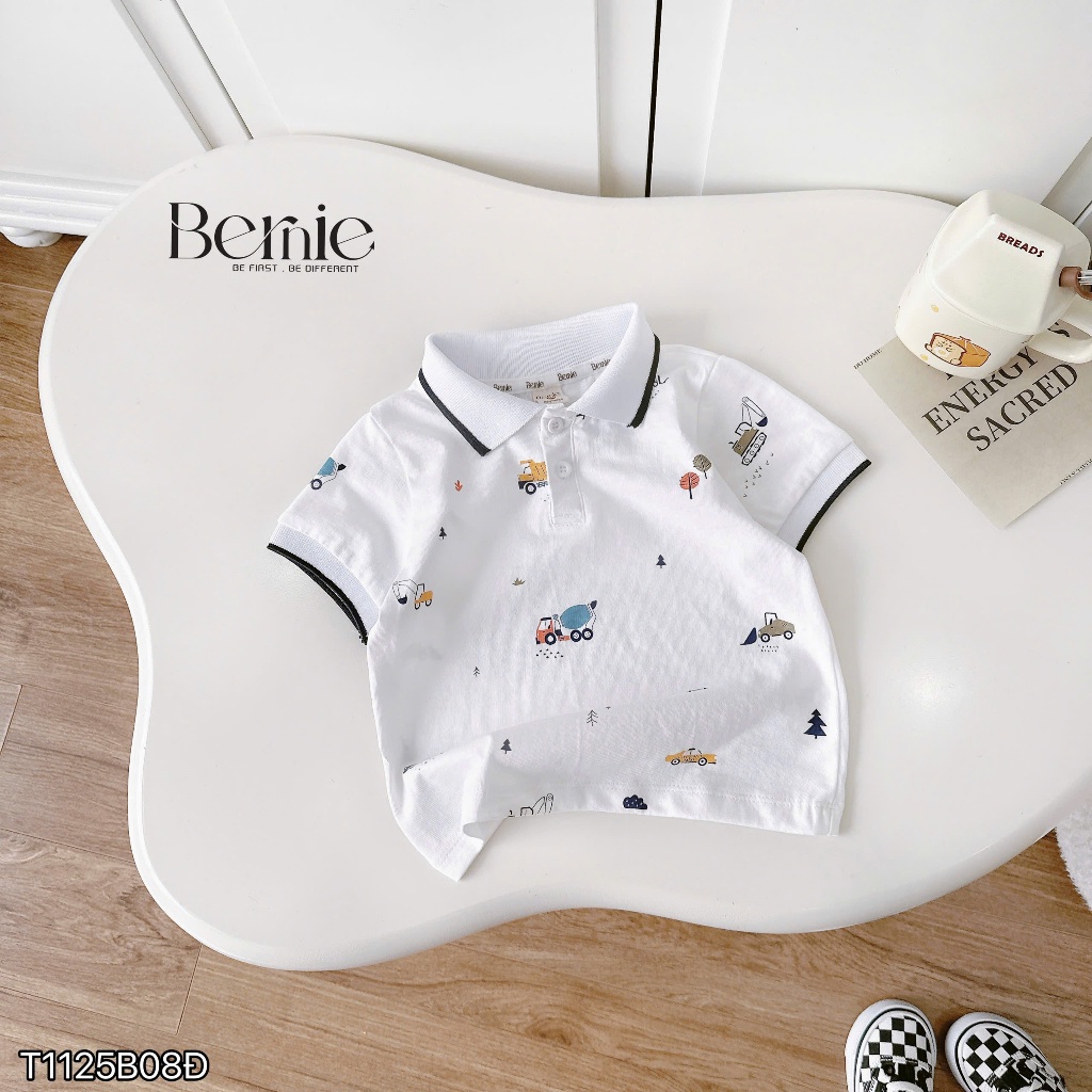 Bộ polo bé trai hoạ tiết xe phối quần kaki cho bé, set áo polo cộc tay quần kaki đùi khoẻ khoắn bé trai
