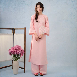 TUBYCATU Set Áo Dài Gấm Xuân Huyên Kèm Quần
