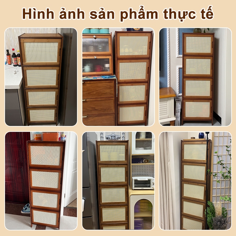 Tủ Trang Trí Kệ Sách Tre Đa Năng Để Phòng Khách Đựng Đồ Linh Tinh Gỗ Lắp Ghép 2/3/5/6Tầng